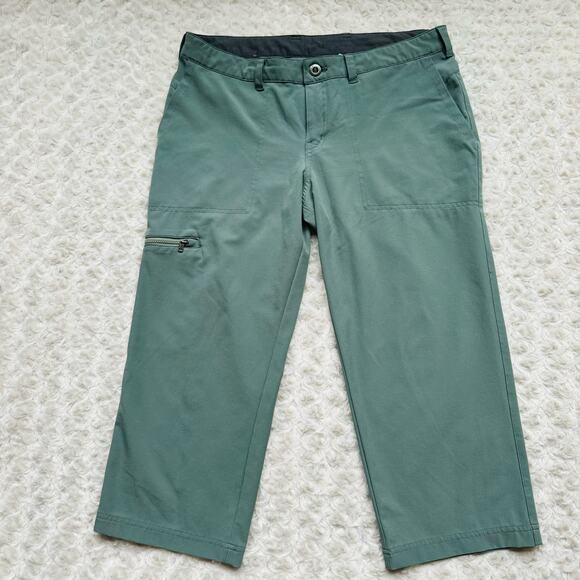 Patagonia Womens Happy Hike Capri Lightweight 50+ UPF Khaki Green Pants Sz 6 - Picture 3 of 14